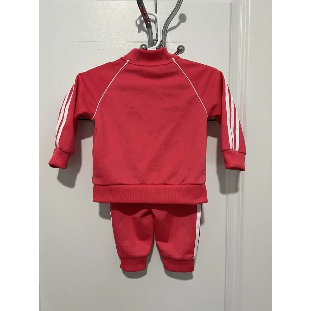 Adidas Baby Girl‎ Track Suit Pink Size 3-6 Months Striped Athletic Hot Pink Zip